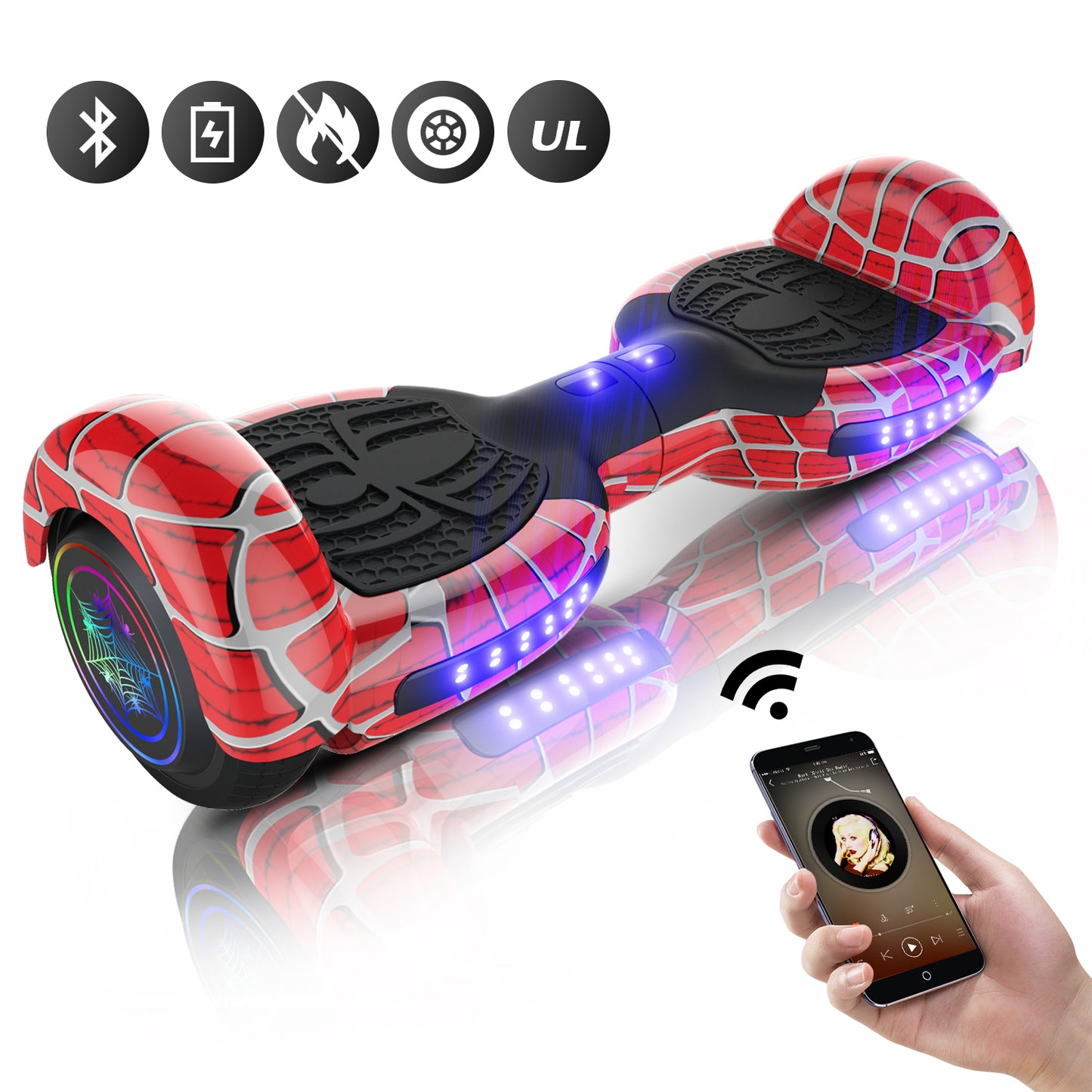 Hoverboard for Kids, with Bluetooth Speaker and LED Lights 6.5" Self Balancing Scooter Hoverboard for Kids Ages 6-12
