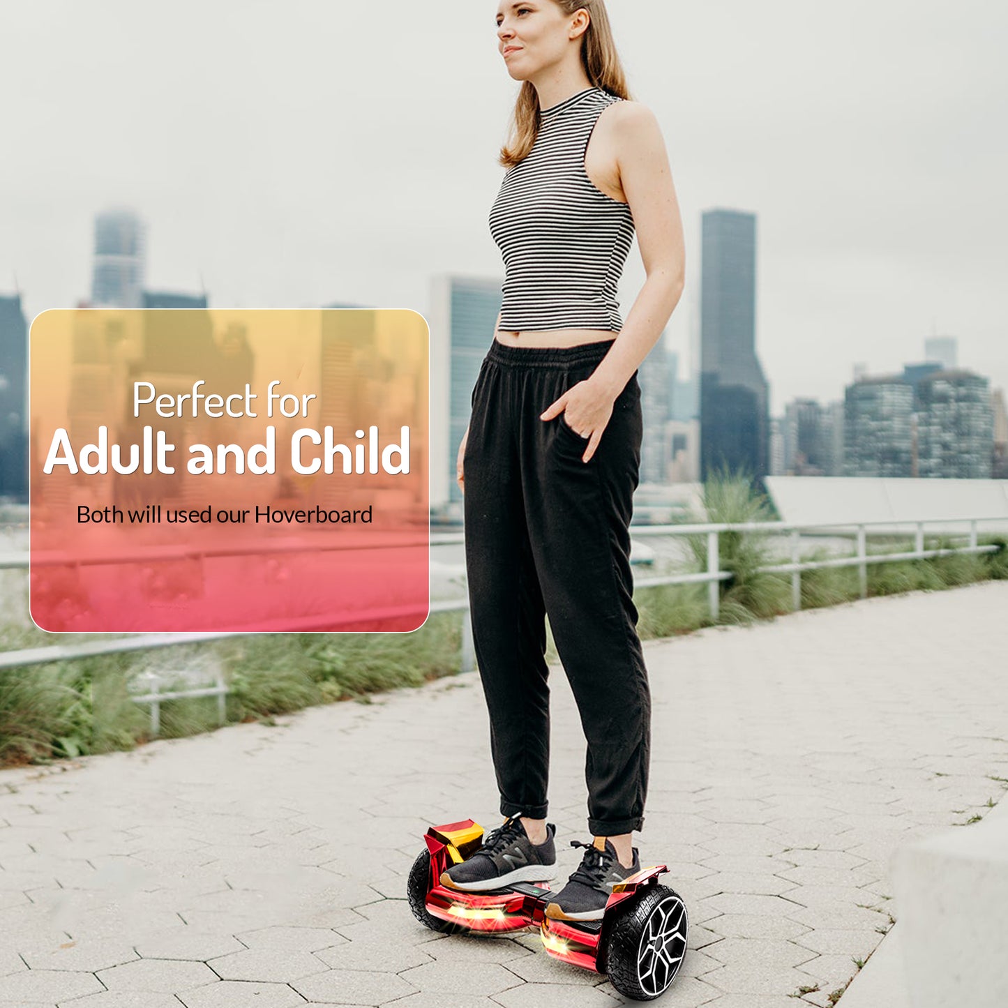 8.5" All Terrain Hoverboard with Bluetooth Speakers and LED Lights Self Balancing Scooter for Kids Adults, UL Safety Certified