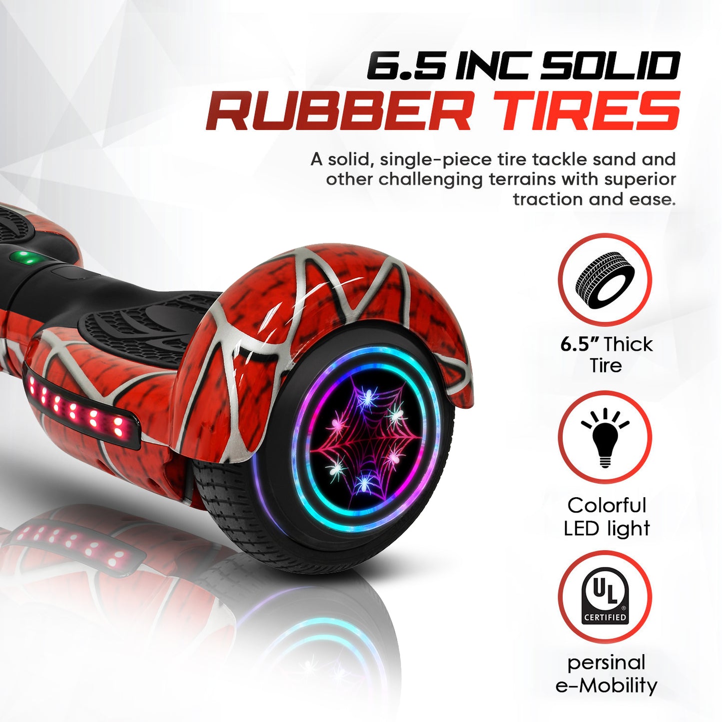 Hoverboard for Kids, with Bluetooth Speaker and LED Lights 6.5" Self Balancing Scooter Hoverboard for Kids Ages 6-12