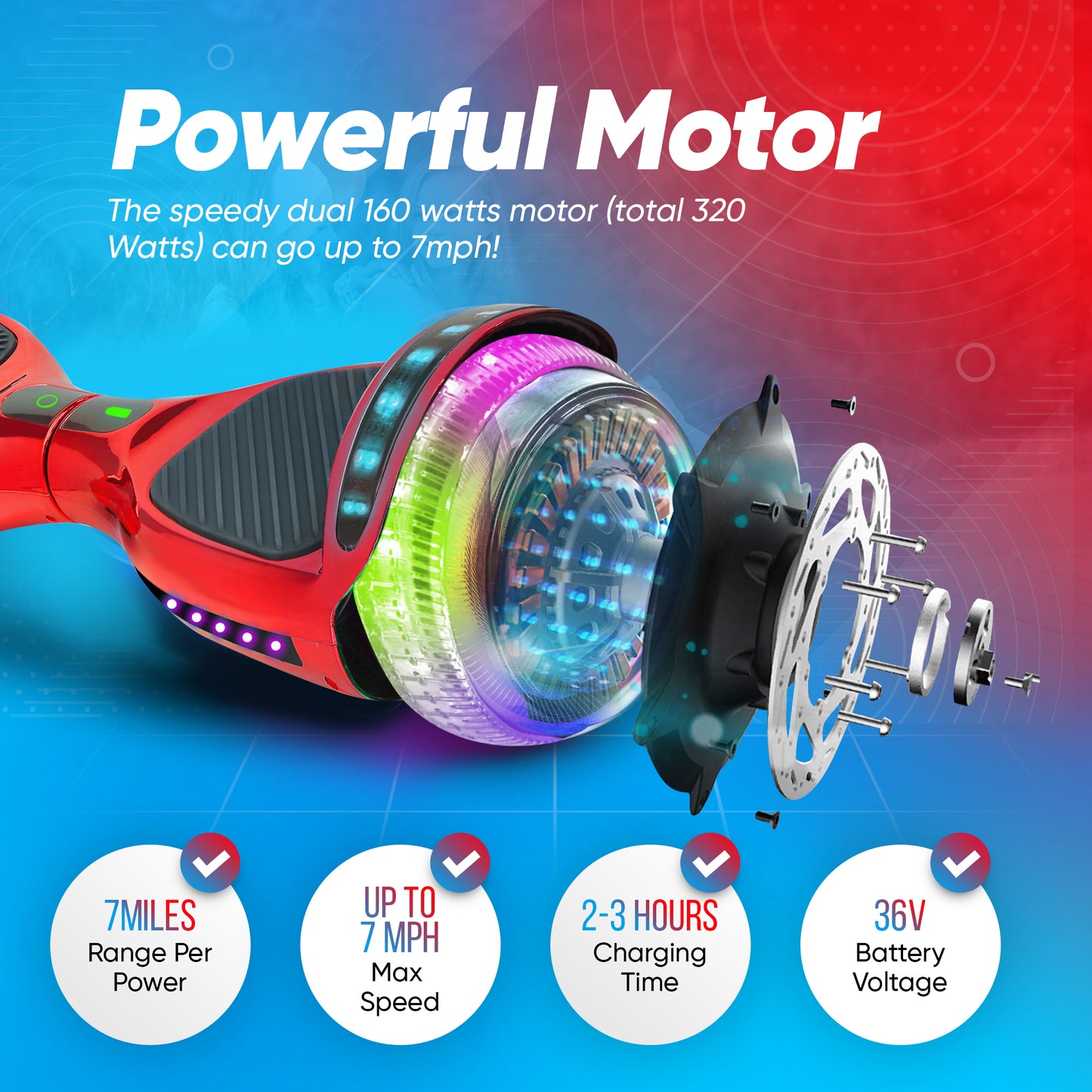 Hoverboard for Kids Ages 6-12, Self Balancing Scooter with Led Lights and Built-in Bluetooth Speaker, UL Safety Certified