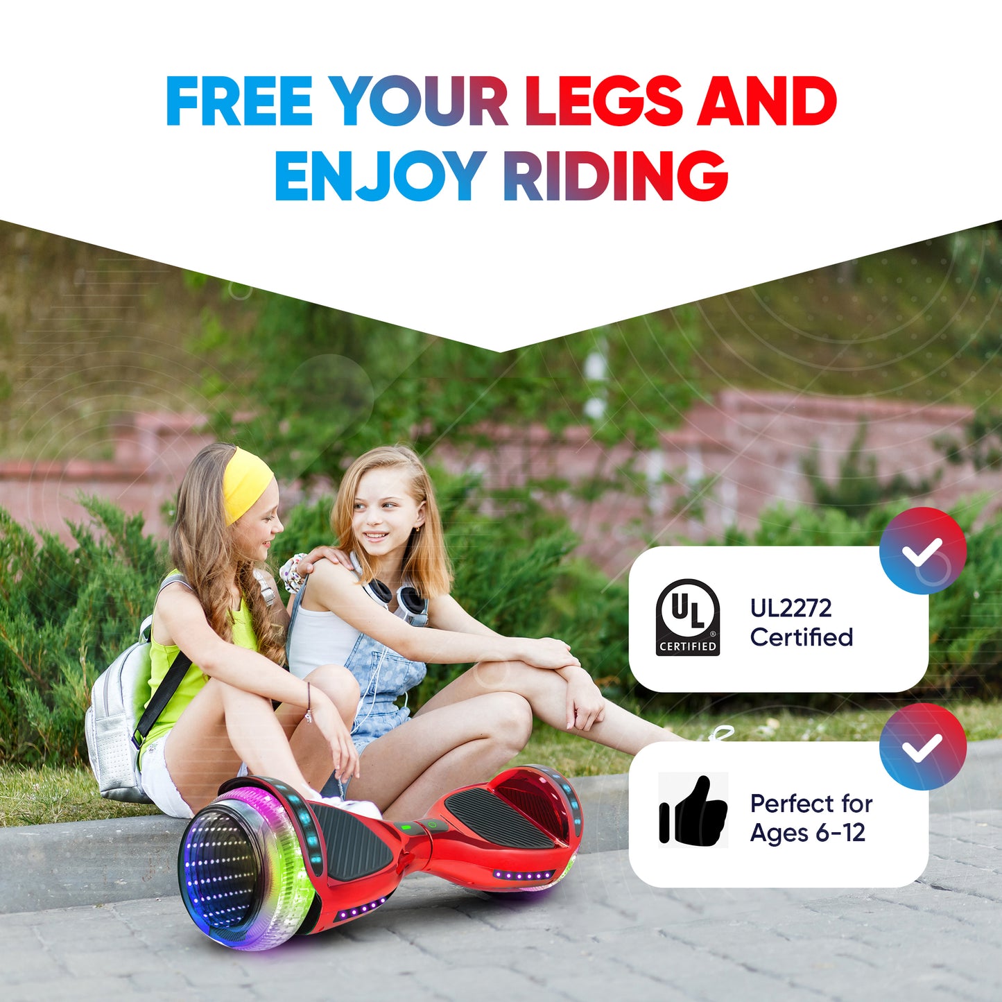 Hoverboard for Kids Ages 6-12, Self Balancing Scooter with Led Lights and Built-in Bluetooth Speaker, UL Safety Certified