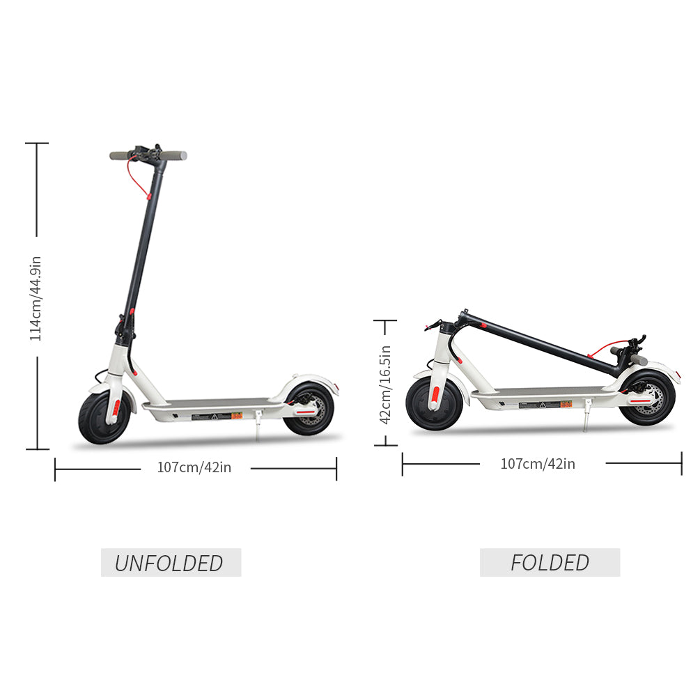 ZeeBull Electric Scooter ES1, Portable Folding E-Scooter for Adults, UL Certified 8.5" Solid Tires 350W Motor (Air Tire White)