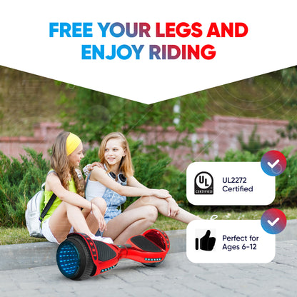 Hoverboard for Kids Ages 6-12, Self Balancing Scooter with Led Lights and Built-in Bluetooth Speaker, UL Safety Certified