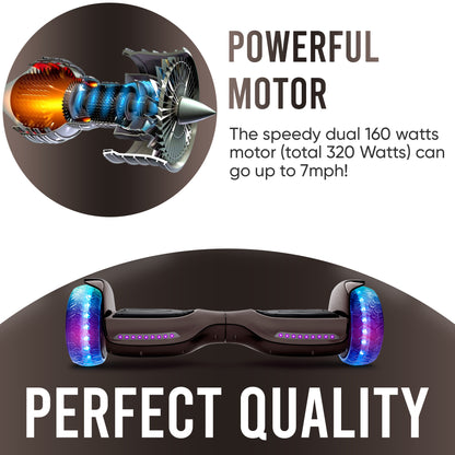 Hoverboard for Kids - 6.5'' Wheels Electric Self Balancing Scooter with Bluetooth Speaker and LED Lights - UL Safety Certified