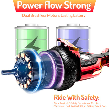 8.5" All Terrain Hoverboard with Bluetooth Speakers and LED Lights Self Balancing Scooter for Kids Adults, UL Safety Certified