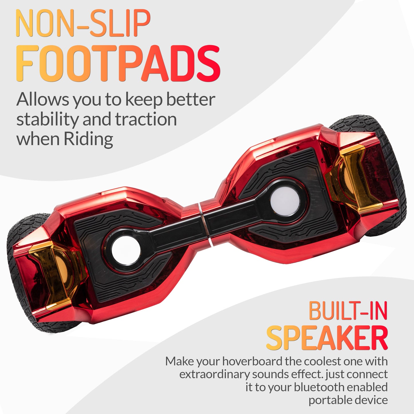8.5" All Terrain Hoverboard with Bluetooth Speakers and LED Lights Self Balancing Scooter for Kids Adults, UL Safety Certified