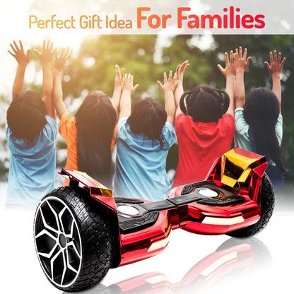 8.5" All Terrain Hoverboard with Bluetooth Speakers and LED Lights Self Balancing Scooter for Kids Adults, UL Safety Certified