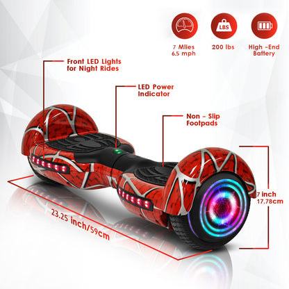 Hoverboard for Kids, with Bluetooth Speaker and LED Lights 6.5" Self Balancing Scooter Hoverboard for Kids Ages 6-12